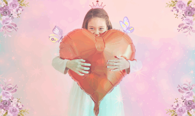 Dziewczynka trzymająca balon w kształcie serca – symbol wewnętrznego dziecka, miłości i uzdrawiania duszy