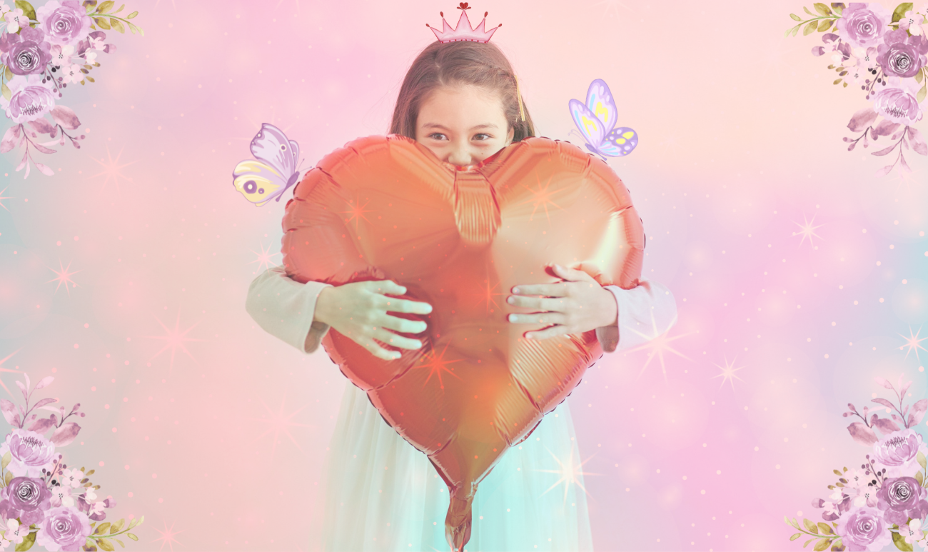 Dziewczynka trzymająca balon w kształcie serca – symbol wewnętrznego dziecka, miłości i uzdrawiania duszy